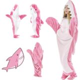 Best Sale on Shark Blanket Hoodie Onesie Adult, Comfy Blanket Shark Hoodie Super Soft Shark Onesie Hoodie, Wearable Shark Sleeping Bag – Only 15.69!