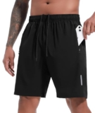 SIHOHAN Mens Gym Shorts Quick Dry Sports Shorts 7 Inch Running Athletic Lightweight Workout Short with Zipper Pockets (Black, L) – Lightweight shorts