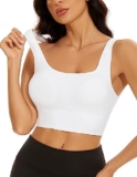 SIMIYA Sports Bra Women Seamless Crop Bra Top Comfort Bra with Removable Pads – Perfect for Everyday Wear(02style-White,S) – Crop top