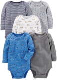 Simple Joys by Carter’s Baby Long-Sleeve Bodysuit Pack of 5, Blue/Grey/White, 24 Months – Baby bodysuit