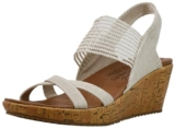 Skechers Women’s Beverlee High Tea Sandal,Natural Sparkle Linen Gore Trim,6 UK – Wedge sandals