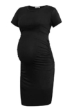 Smallshow Women’s Short Sleeve Maternity Dress Ruched Pregnancy Clothes,Black,M – Maternity dress