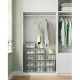 Best Sale on SONGMICS Shoe Boxes, Pack of 8 Stackable Shoe Storage Organisers, Foldable and Versatile for Sneakers, Fit up to UK Size 11 – Only 26.20!