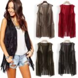 Best Sale on Summer New Deer Leather Vest Women’s Solid Color Elegant Fringed Cardigan Sleeveless Casual Women’s Style Top Amazon Best Seller – Only 5.69!