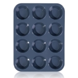 SUPER KITCHEN Large Muffin Tray 12 Cup Silicone Muffin Pan, Non-Stick Muffin Cupcake Tin, Baking Mould for Muffins or Cupcakes, Bakeware 33 x 25 x 3 cm (Grey) – Muffin tin