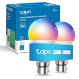 Tapo Smart Bulb, Smart Wi-Fi LED Light, B22, 60W, Energy saving, Works with Amazon Alexa and Google Home, Colour-Changeable, No Hub Required Tapo L530B(2-pack)[Energy Class F], Multicolor – Smart LED bulbs