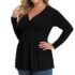 Hanna Nikole Womens Plus Size Cold Shoulder Chiffon Blouse Batwing Sleeves Loose Flowy Tunic Black 24W – Plus size blouse