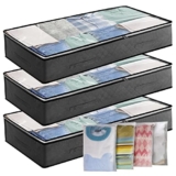 Underbed Storage Bag 3Pack 90L Large Under Bed Storage Box with 4 x Large Zip lock Bags with PVC Window for Clothes, Duvets, Comforters, Blankets, Bedding – Clothes storage bags
