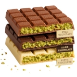 Velafee Dubai Chocolate Bar Pistachio Kunafa Variety Pack of 3 (Milk, White, Dark) 240g, Viral Dubai Pistachio Chocolate Kit, Premium UAE Milk Chocolate Bar Set – Dark chocolate squares