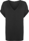 WearAll Women’s New Plus Size Womens Short Turn Up Sleeve Baggy Plain Top Ladies V-Neck T-Shirt – Black – 16-18 – Plus size T-shirt (basic)