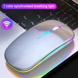 Best Sale on Wireless Mouse Dual Mode Bluetooth-Compatible Mouse LED Rechargeable Laptop Mouse Portable Computer Mice for Laptop ipad Tablet – Only 2.85!