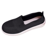 Best Sale on Women’s Knitted Slip-On Flat Loafer Mesh Orthotic Round Toe Breathable Hollow Out Footwear Non Slip Lightweight Walking Shoes Comfortable Working Sneakers Casual Dressing Slides (Black, 4) – Only 0.99!