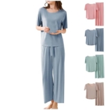 Women’s Pyjama Sets Soft Valueweight 2 Piece Outfits Summer Petite PyjamaSets Ladies Lounge Suits Casual Loose Pullover Wide Leg Pants Sets Tracksuit New Cool Pajama Set – Plus size pyjama set