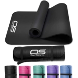 Yoga Mat Exercise NBR Fitness foam mat Extra Thick Non-Slip Large Padded High Density ideal for HiiT Pilates gymnastics mats Fitness & Workout with Free Carry Strap (Black) – Yoga mat