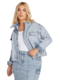 Yours Curve Denim Biker Jacket – Women’s – Plus Size Curve – Plus size denim jacket