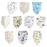 ZHIYE Toddler Infant Baby Bib 100% Cotton Absorbent Bandana Dribble Bib with Adjustable Snaps Saliva Towel Burp Cloth 10 Pcs Unisex – Baby bibs